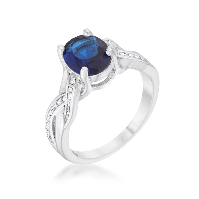 Picture of Jgoodin R08549R-C30-07 Womens Justine 2 CT Sapphire Cubic Zirconia Rhodium Classic Oval Ring - Size 7