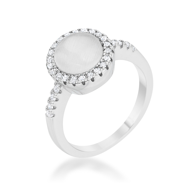 Jgoodin R08501R-C93-10 Womens Patricia 0.3 CT Cubic Zirconia Cats Eye Rhodium Classic Ring, White - Size 10