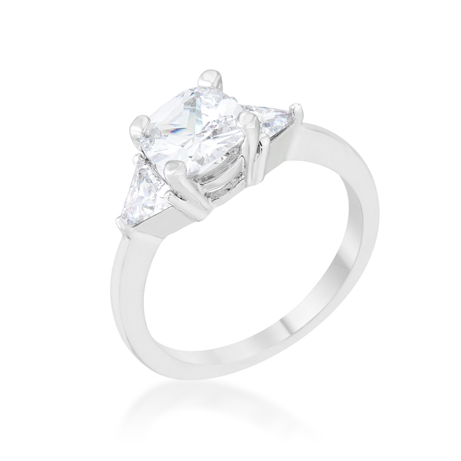 Jgoodin  Womens Shonda 1.8 CT Cubic Zirconia Rhodium Cushion Classic Statement Ring, Clear - Size 6