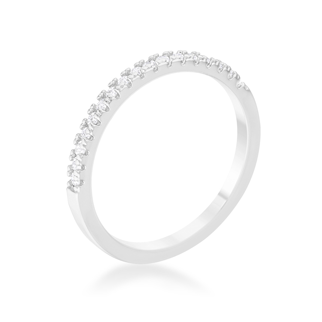 Jgoodin  Womens 0.11 CT Cubic Zirconia Rhodium Plated Classic Band Ring with Round Cut Cubic Zirconia in A Pave Setting in Silvertone - Size 8