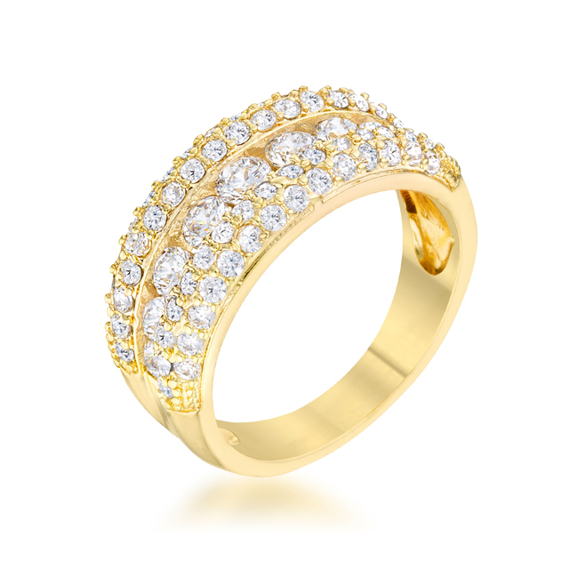 Picture of Jgoodin R08527G-C01-10 Womens Luna 1.1 CT Cubic Zirconia 14K Gold Classic Band Ring - Size 10