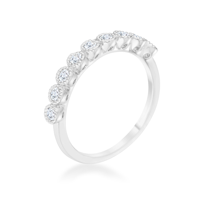 Womens Bea 0.27 CT Cubic Zirconia Rhodium Delicate Band - Size 7