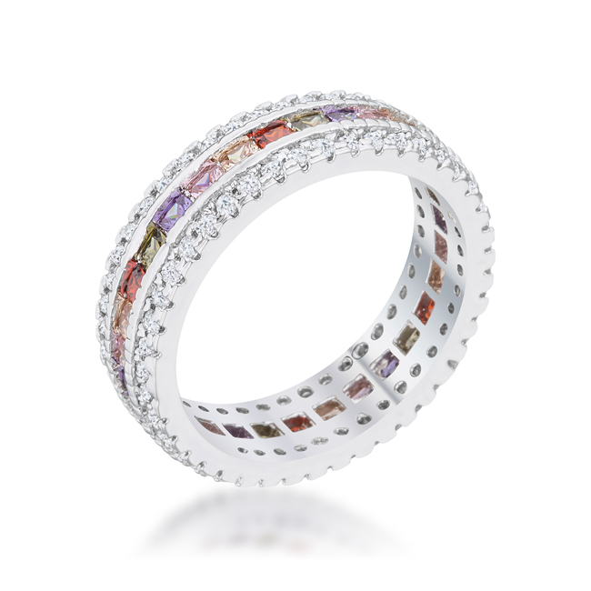 Picture of Jgoodin R08522R-V01-08 Womens Paula 1.75 CT Cubic Zirconia Classic Band Ring, Multi Color - Size 8