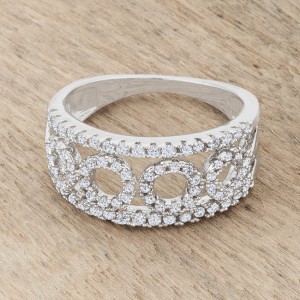 Jgoodin R08517R-C01-08 0.5 ct Rina Cubic Zirconia Rhodium Contemporary Band Ring, Clear - Size 8