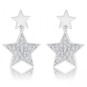 Picture of Jgoodin E01888R-C01 0.5 ct Bianca Cubic Zirconia Rhodium Star Drop Earrings, Clear