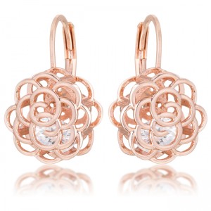 Picture of Jgoodin E50182A-S01 1.5 ct Maya Cubic Zirconia Rose Gold Rose Drop Earrings, Clear