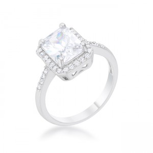 Picture of Jgoodin R08514R-C01-07 2.95 ct Ariana Cubic Zirconia Rhodium Classic Ring, Clear - Size 7