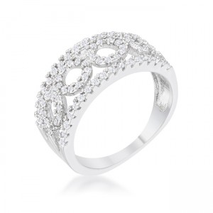 0.5 ct Rina Cubic Zirconia Rhodium Contemporary Band Ring, Clear - Size 5