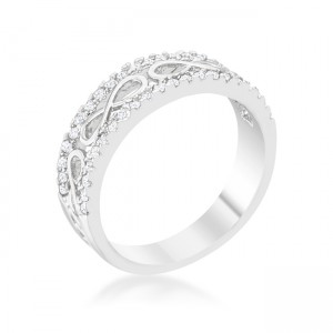 0.4 ct Rema Cubic Zirconia Rhodium Contemporary Infinity Band Ring, Clear - Size 8