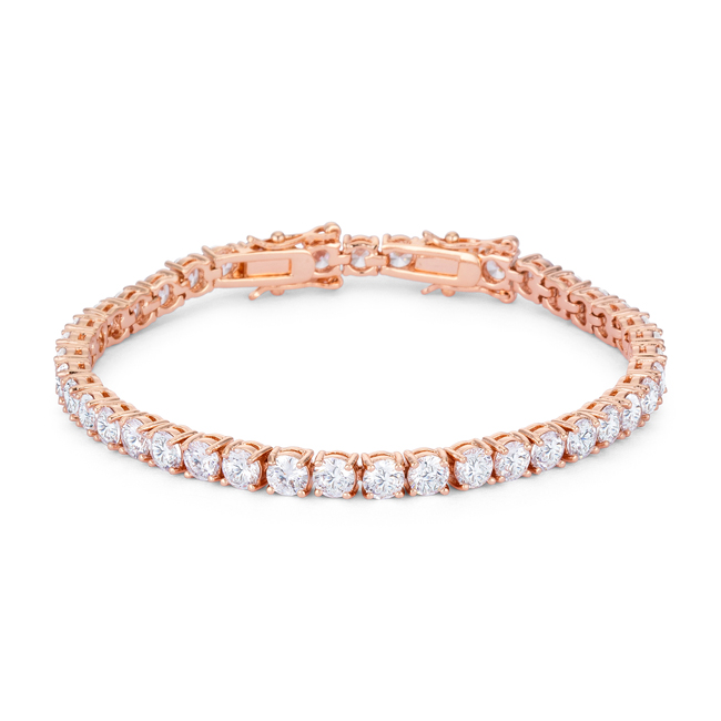 Picture of Jgoodin B01463A-C01 17.6 Ct Rose Gold Tennis Bracelet with Shimmering Round - Cubic Zirconia&#44; Clear
