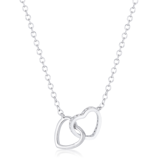 Picture of Jgoodin N01325R-C01 0.22 CT Interlocking Hearts Necklace with Cubic Zirconia - Clear