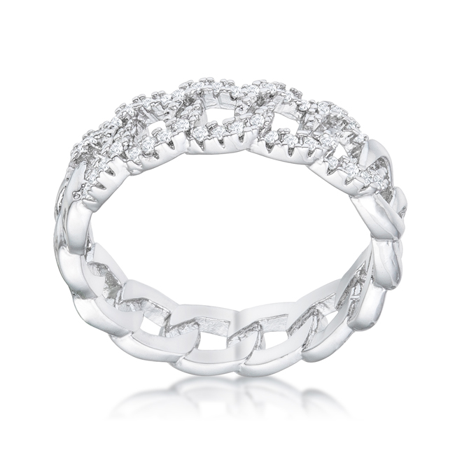 Picture of Jgoodin R08559R-C01-10 Interlocking Rhodium Chain Design Ring with Cubic Zirconia - Clear&#44; Size 10
