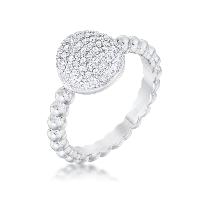 Stunning Cubic Zirconia Rhodium Ring - Clear, Size 7