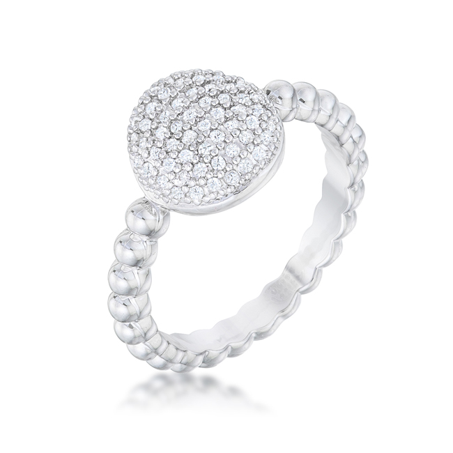 Stunning Cubic Zirconia Rhodium Ring - Clear, Size 8