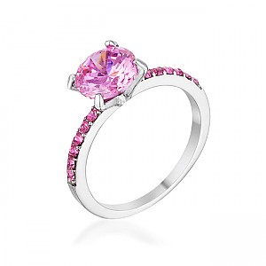 2.3ct Pink Cubic Zirconia Rhodium Ring - Size 5