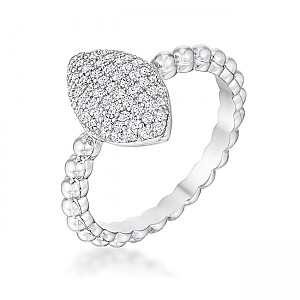 0.3ct Beautiful Oval-Designed Rhodium Ring with Clear Cubic Zirconia, Size 10