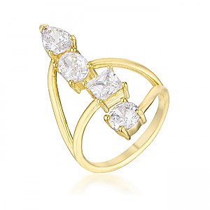 3ct Clear Stunning Cubic Zirconia Goldtone Ring - Size 5