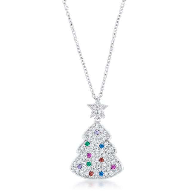 Christmas Tree Drop Necklace, Multi-Color