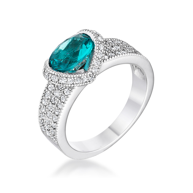 Picture of Jgoodin R08566R-C32-09 1.6 CT Aqua Oval Cubic Zirconia Ring&#44; Clear - Size 9