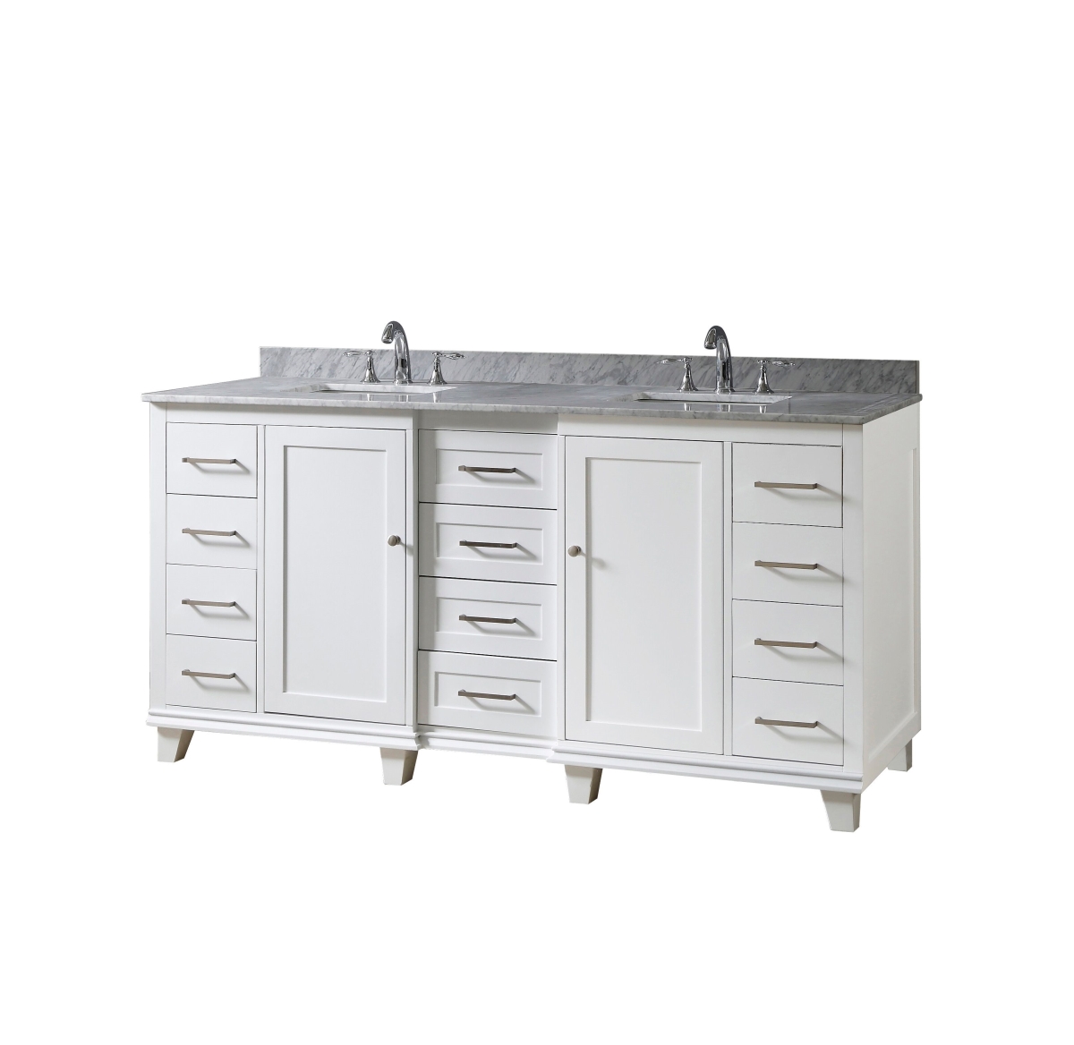 72BD15-WWC 72 in. Ultimate Classic Vanity In White with Carrara White Marble Vanity Top with White Basins -  J & J International