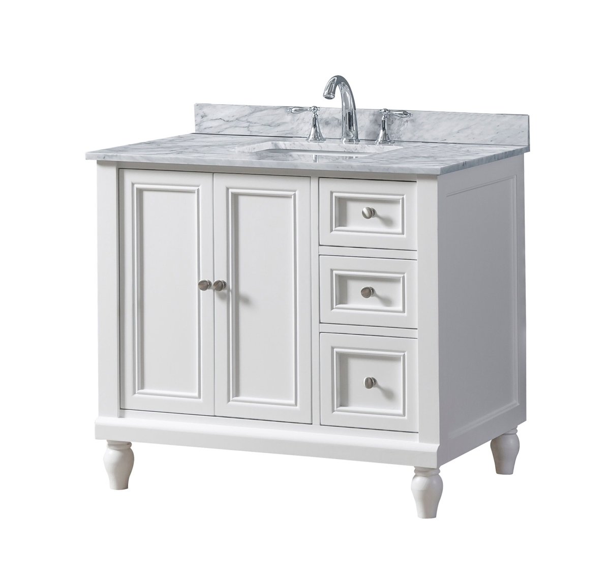 36S9L-WWC 36 in. Classic Vanity in White with White Carrara Marble Top -  J&J International