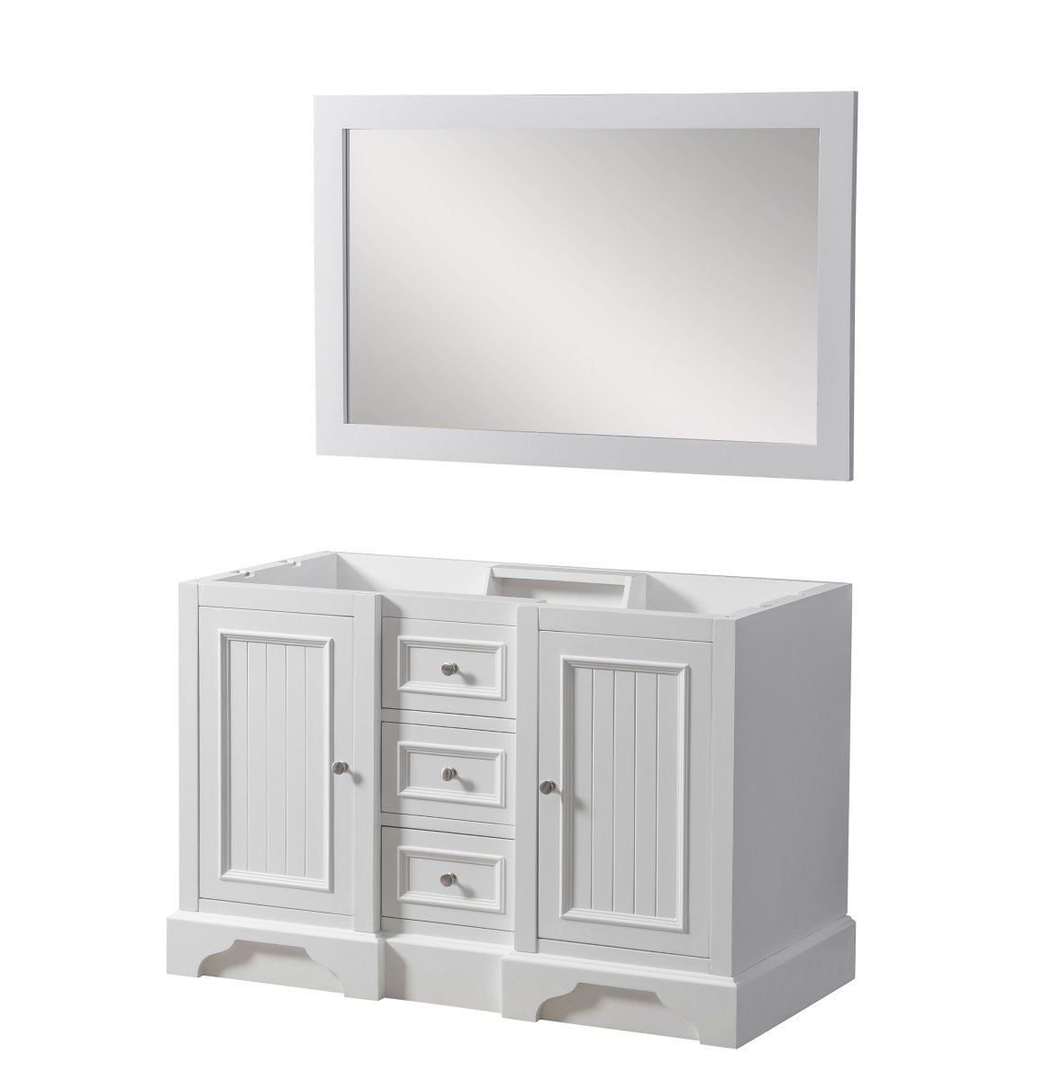 48D8-WWC-M 48 in. Kingswood Vanity in White with White Carrara Marble Top & 1 Large Mirror -  J&J International