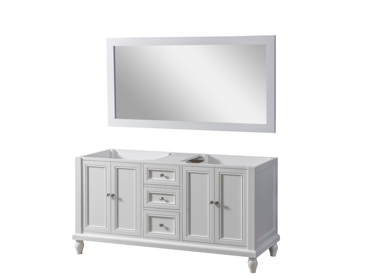 60D9-WWC-M 60 in. Classic Vanity in White with White Carrara Marble Top & 1 Large Mirror
