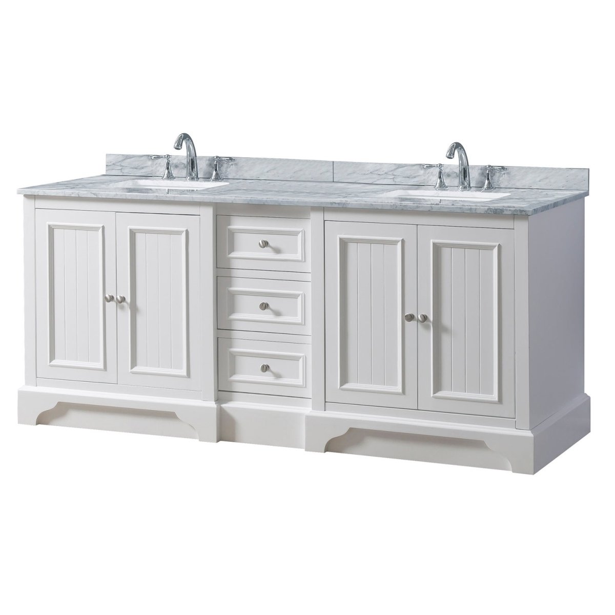 72D8-WWC 72 in. Kingswood Vanity in White with White Carrara Marble Top -  J&J International