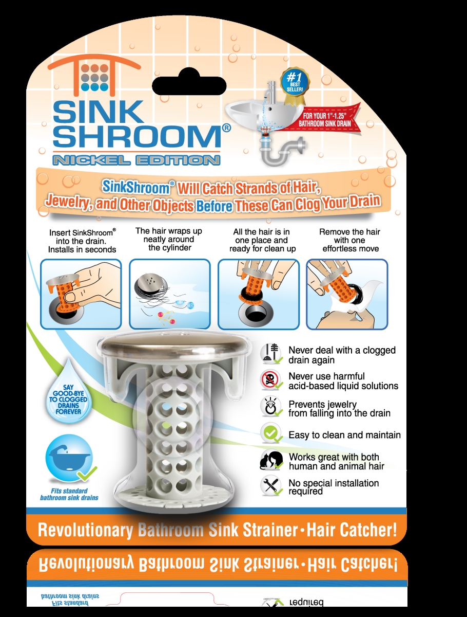 Nickel Edition Revolutionary Bathroom Sink Drain Protector Hair Catcher - Gray