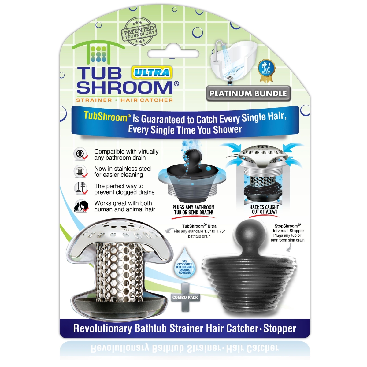 Ultra Plus Revolutionary Bath Tub Drain Protector Hair Catcher