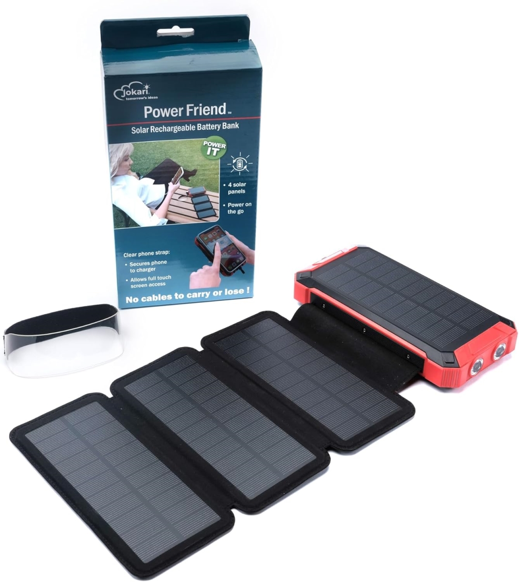 11217 Solar Powered Portable Phone Charger, Black