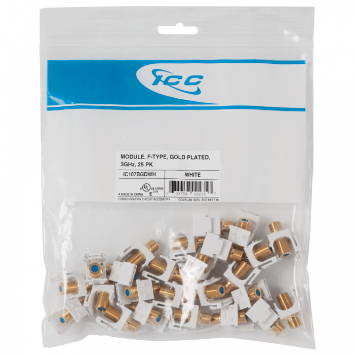 IC107BGDWH F-Type Gold Plated 3 GHz Module, Pack of 25