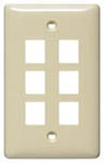 NSP16W 1 Gang & 6 Port Rear-Loading Standard Multimedia Wall Plate - White