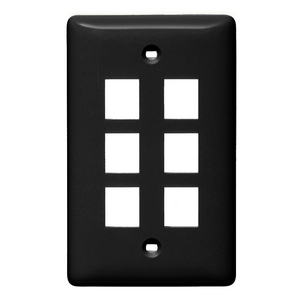 NSP16BK 1 Gang & 6 Port Rear-Loading Standard Multimedia Wall Plate - Black