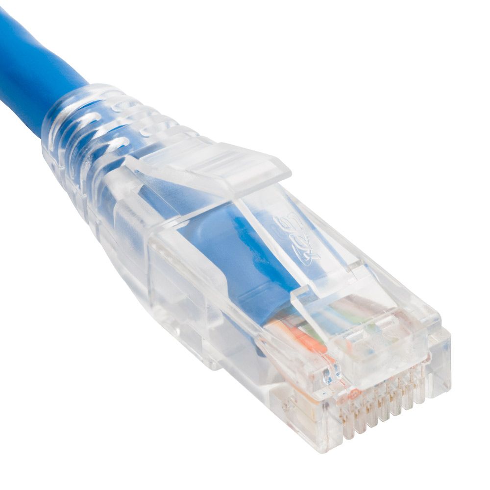 Picture of ICC ICPCSM01BL 1 ft. Patch Cord C5e Clear Boot - Low Profile Snag Free Strain Relief, Blue - 25 Piece