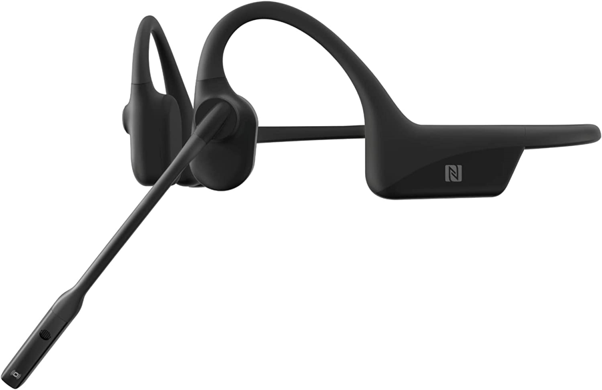Picture of AfterShokz ASC100-S-BK-US OpenComm Bone Conduction Stereo Bluetooth Headset&#44; Black - Open-Ear Comfort - Multifunction Button - NC Boom - 16 Hours Talk Time - NFC Pairing