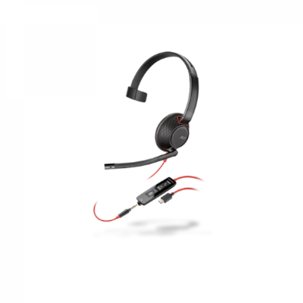Hewlett Packard 8X230AA Poly Blackwire 5210 Monaural USB-C Headset Plus 3.5 mm Plug Plus USB-C-A Adapter -  HP