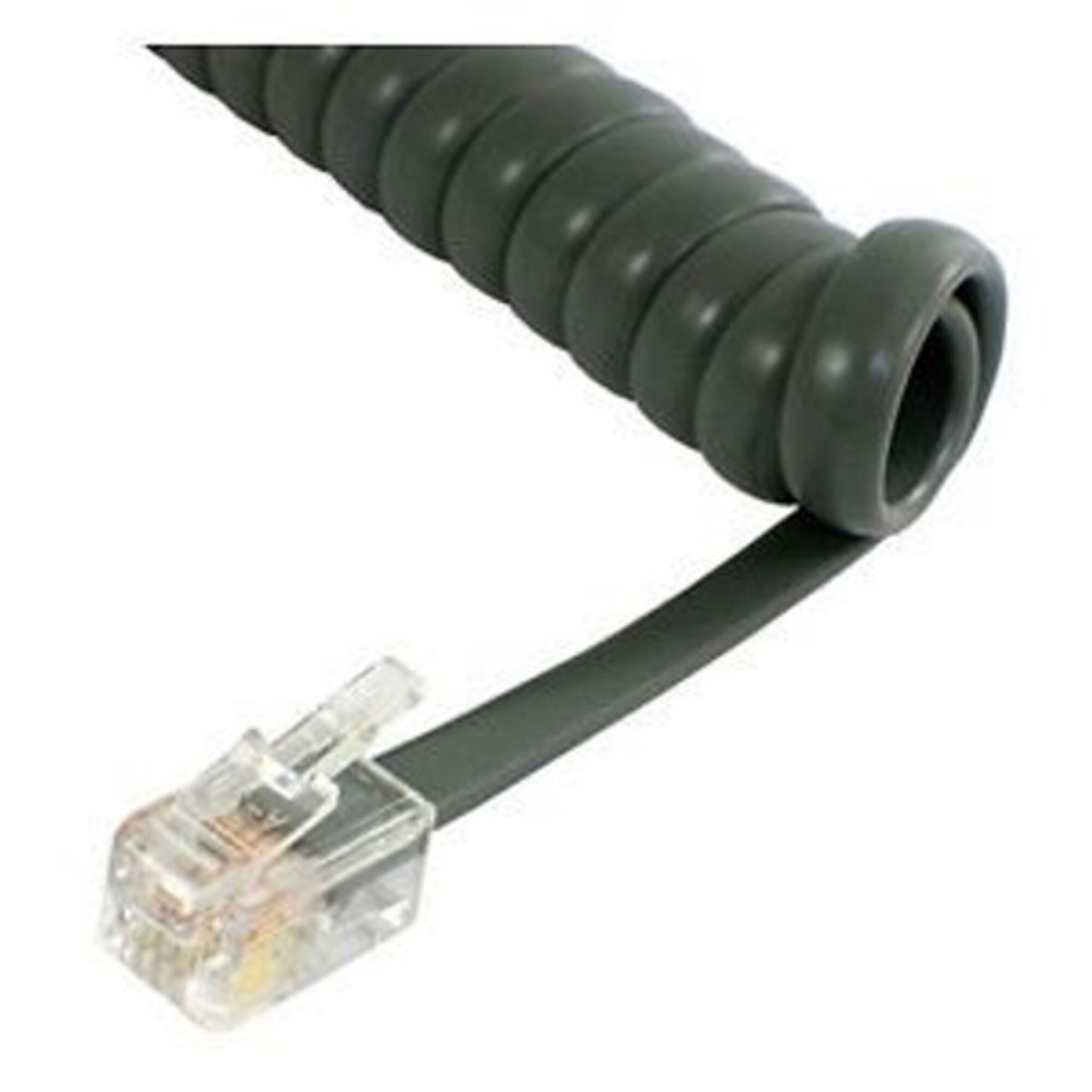 L-H4DU-12-DG 12 ft. 4P4C Coiled Phone Handset Cord, Dark Gray