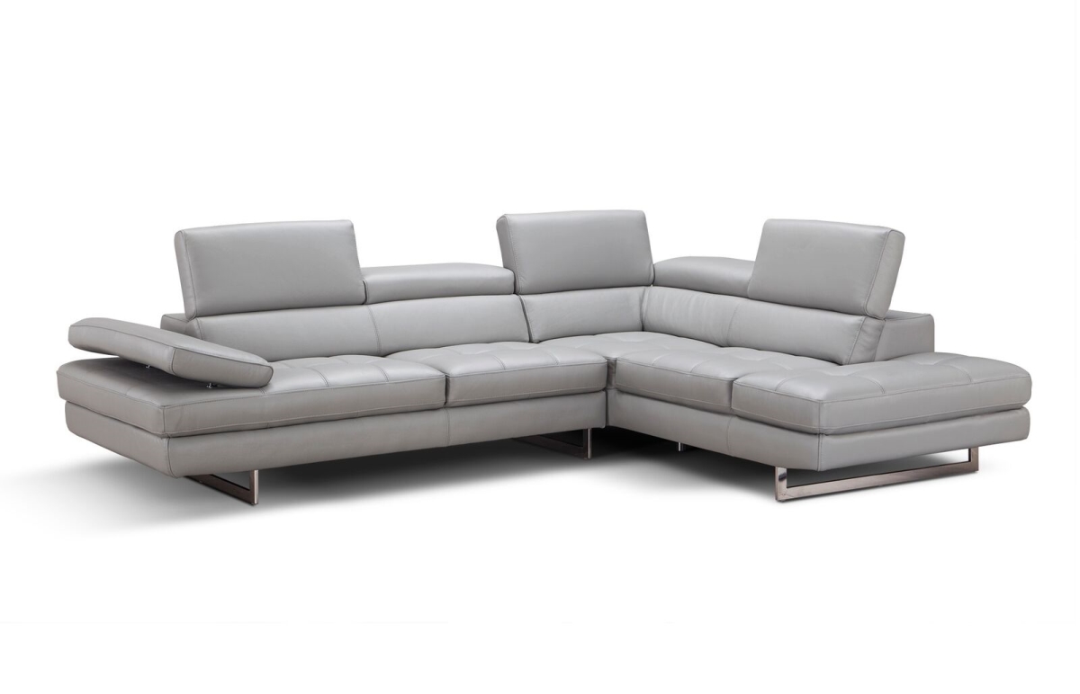 A761 Italian Leather Sectional Light Grey in Left Hand Facing -  Gfancy Fixtures, GF3546542