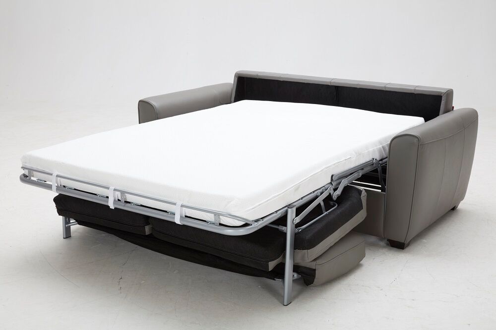 Jasper Sofa Bed in Grey Leather Grey Leather