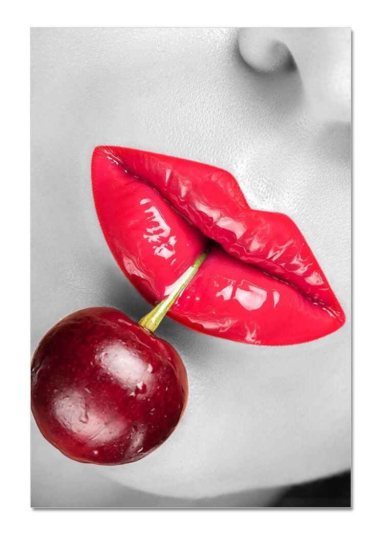 Premium Acrylic Wall Art Cherry - Grey, Red & White