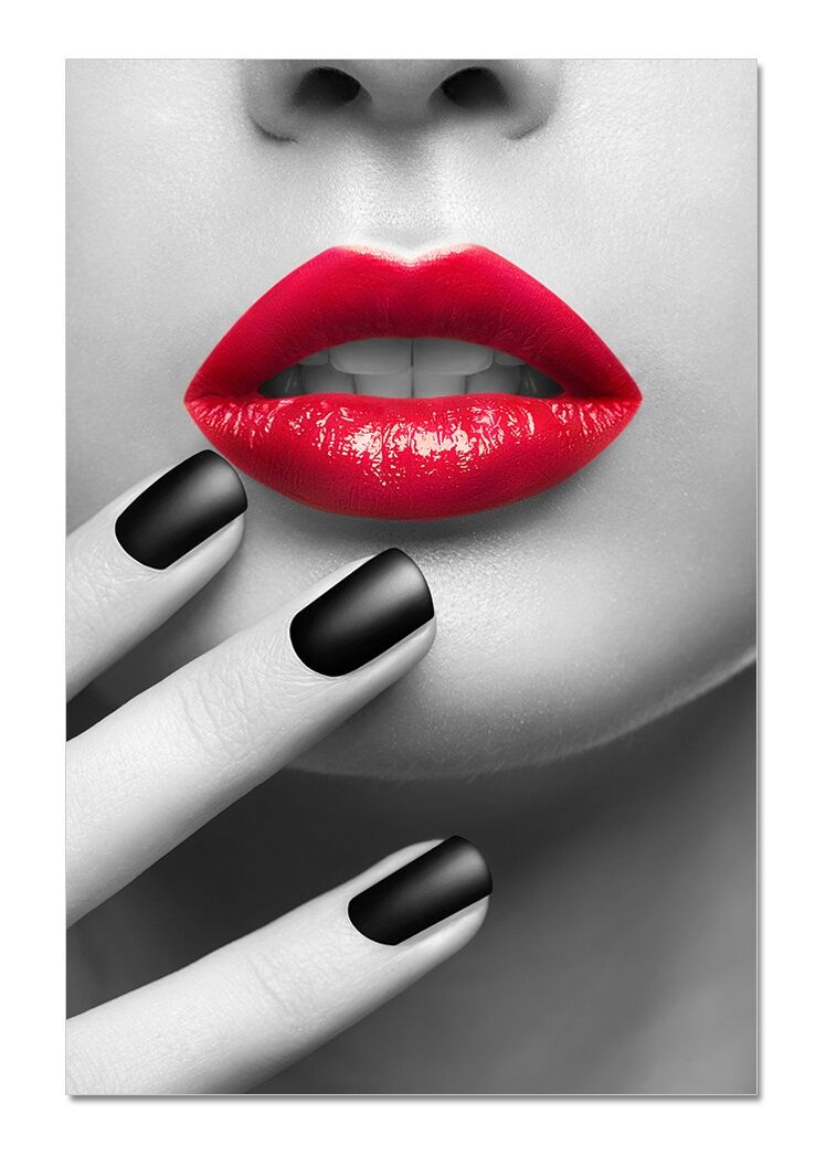 Premium Acrylic Wall Art Rose - Grey, Red & Black