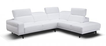 Davenport Leather Sectional in Left Facing - Snow White