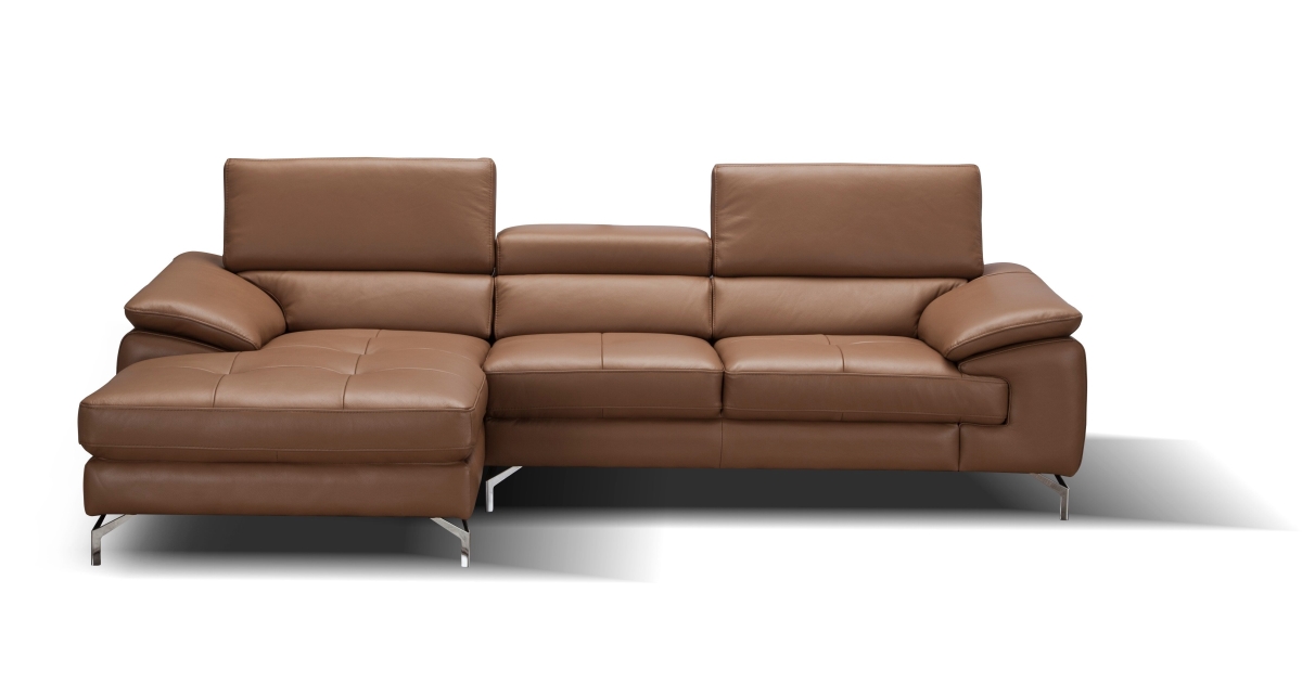 A973B Italian Leather Left Facing Chaise with Mini Sectional Sofa - Caramel - 105 x 65.7 x 36.20 in.