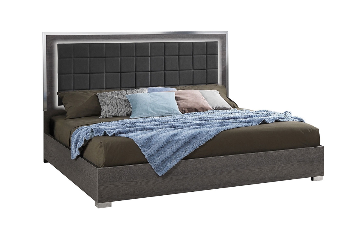 63.4 x 79.5 x 53.1 in. Alice Queen Size Bed, Matte Gray