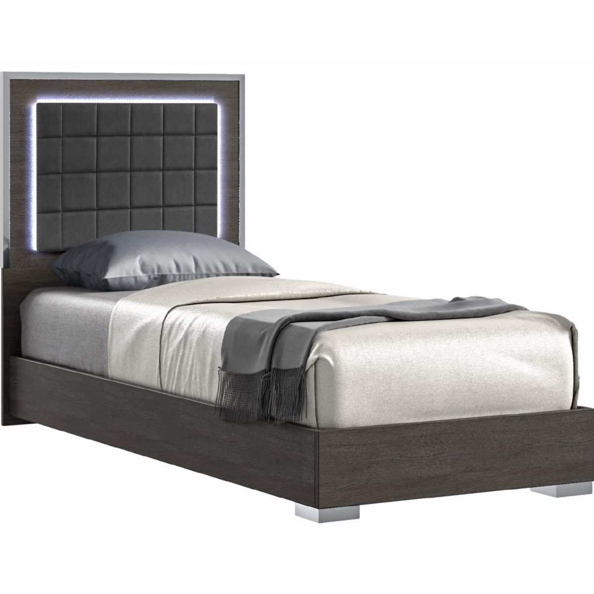 43 x 78 x 51 in. Alice Twin Size Bed, Matte Gray