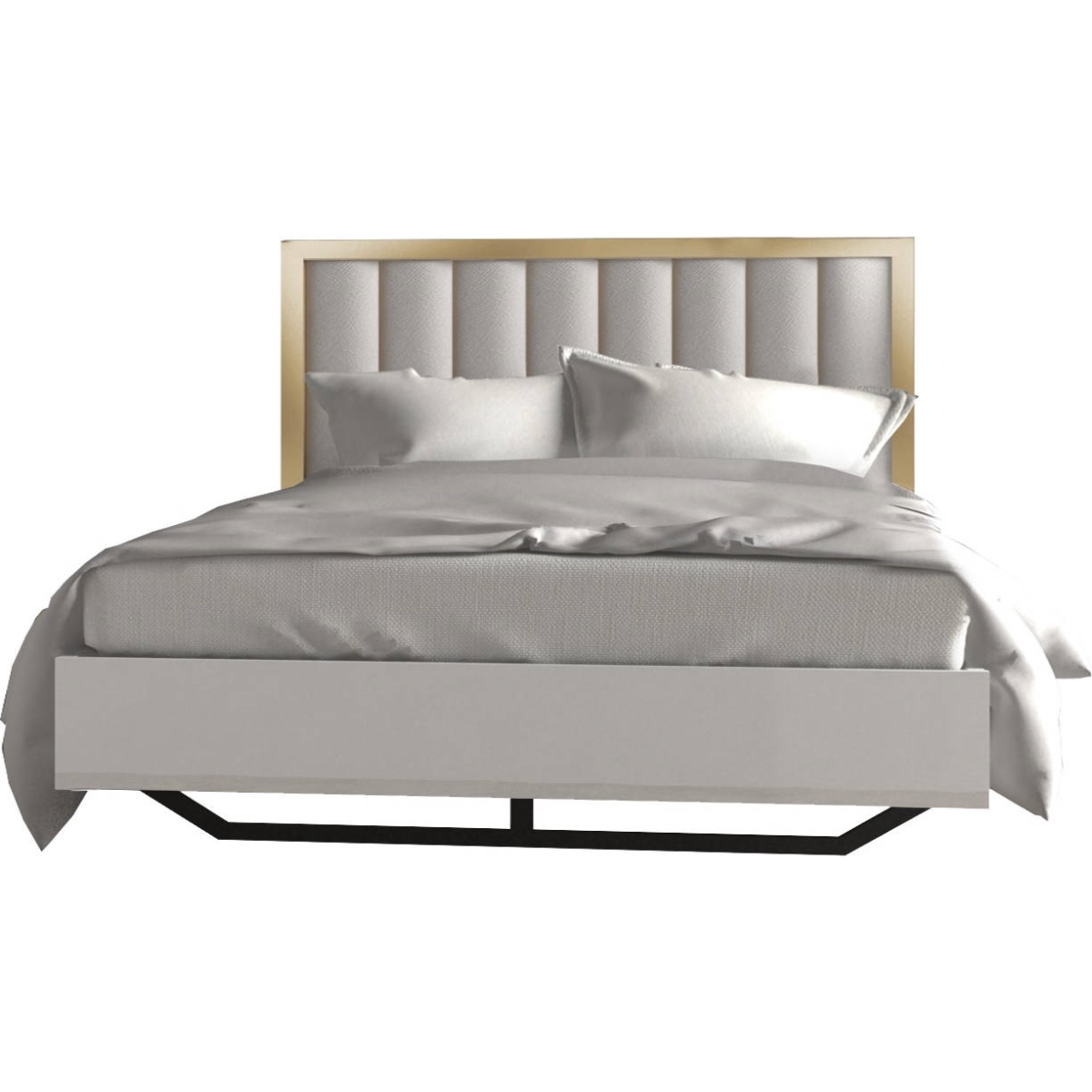 55 x 66.5 x 84.6 in. Fiocco Premium Queen Size Bed, White&Gold