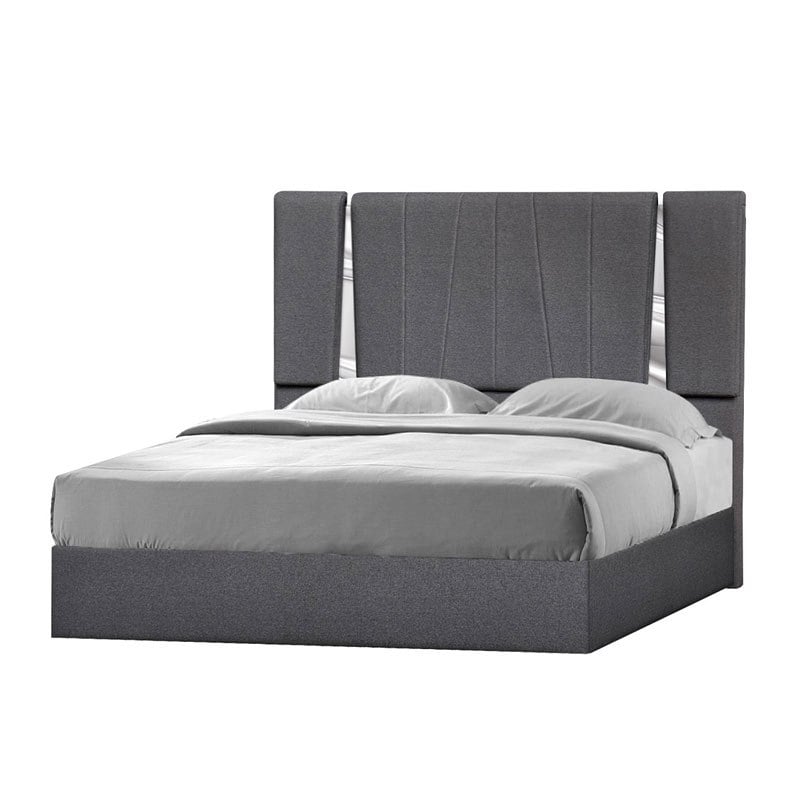 55.5 x 64.5 x 83.4 in. Matisse Queen Size Bed, Charcoal