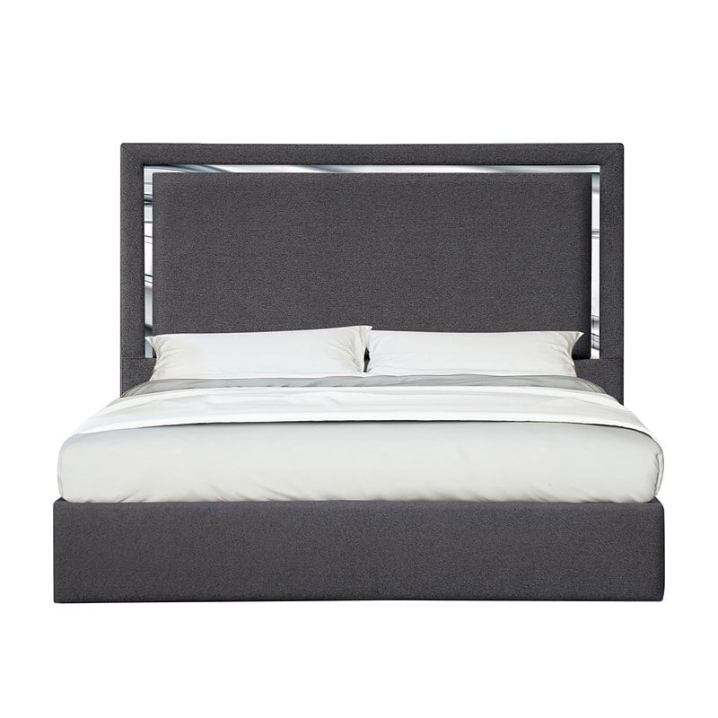 55.5 x 64.5 x 83.4 in. Monet Queen Size Bed, Charcoal