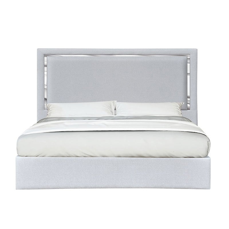 55.5 x 64.5 x 83.4 in. Monet Queen Size Bed, Silver & Grey